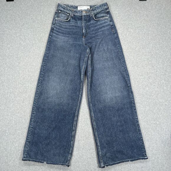 Rag Bone Miramar Sofie Wide Leg Pants Womens 25 (26 x 30) Faux Denim Printed - Picture 1 of 11